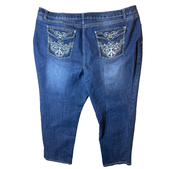 Cato Premium Bling Flap Pocket Dark Denim Jeans 26W Plus Pearl Button Western - Picture 1 of 6